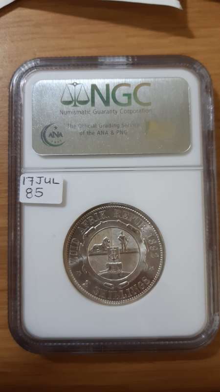 ZAR KRUGER 2 SHILLINGS 1892 MS61 NGC